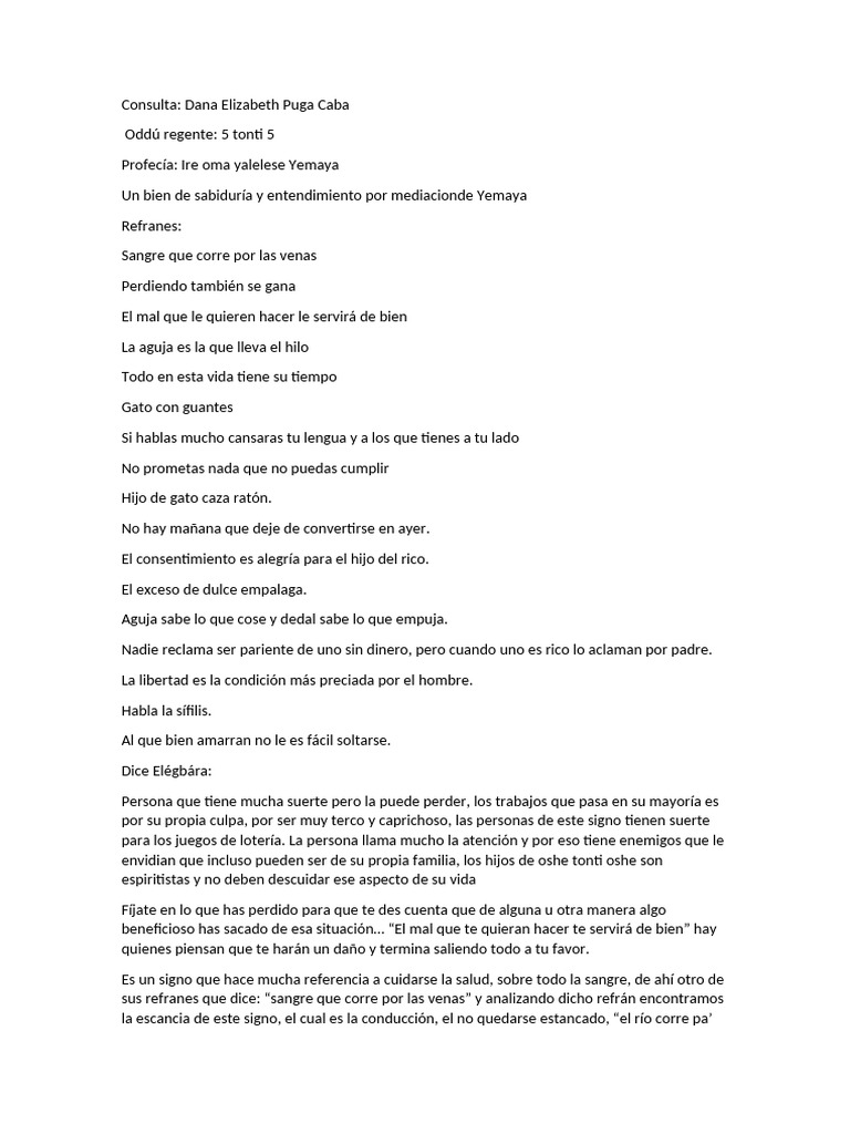Significado y consejos del Oddu 5-5 | PDF