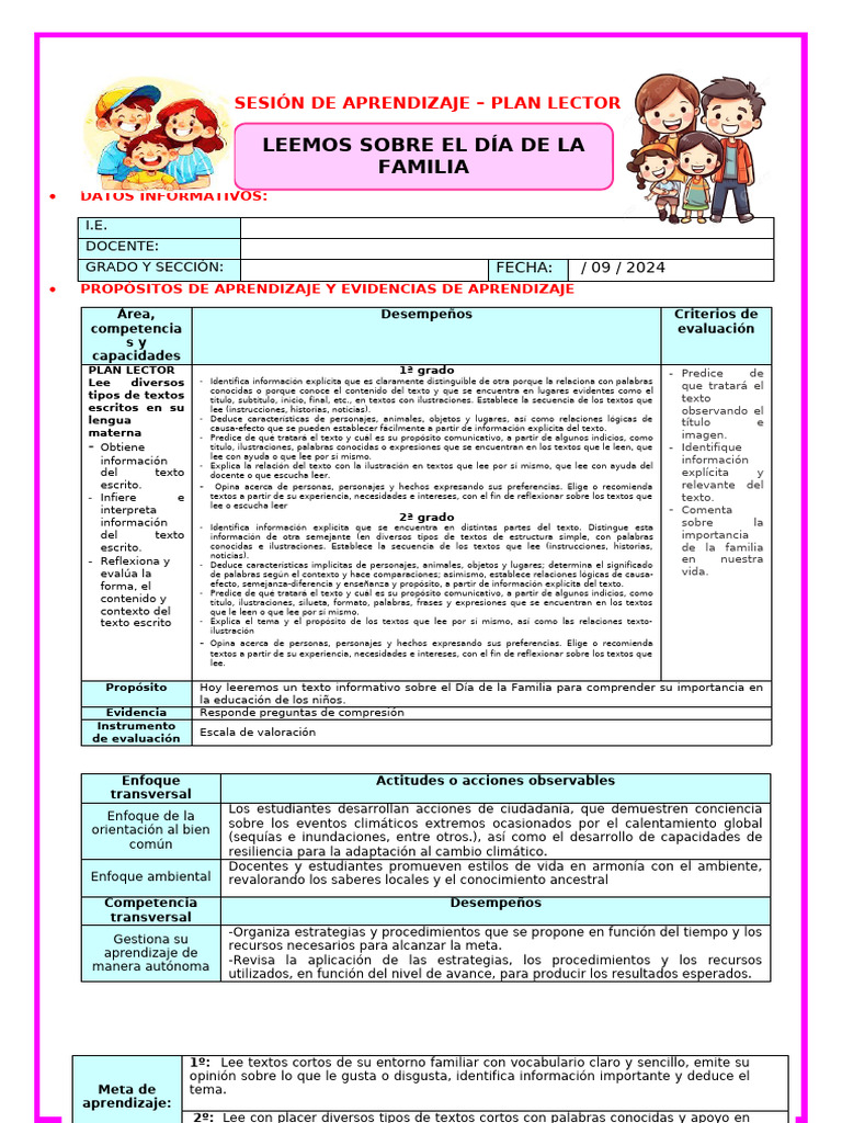 Adicional Sesion Dia de La Familia | PDF | Aprendizaje | Información