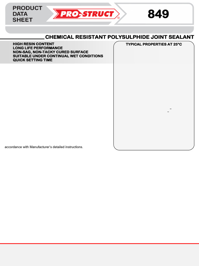 Pro-Struct 849 Chemical Sealant Guide | PDF | Materials