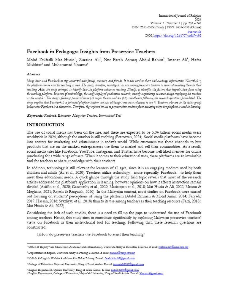 Facebook as a Teaching Tool for Teachers | PDF | Teachers | Reading ...