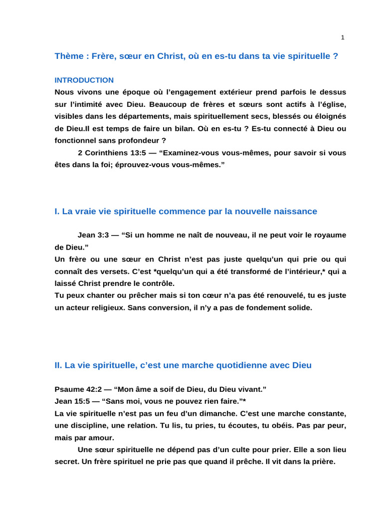 Évaluer sa vie spirituelle en Christ | PDF | Dieu | Saint-Esprit