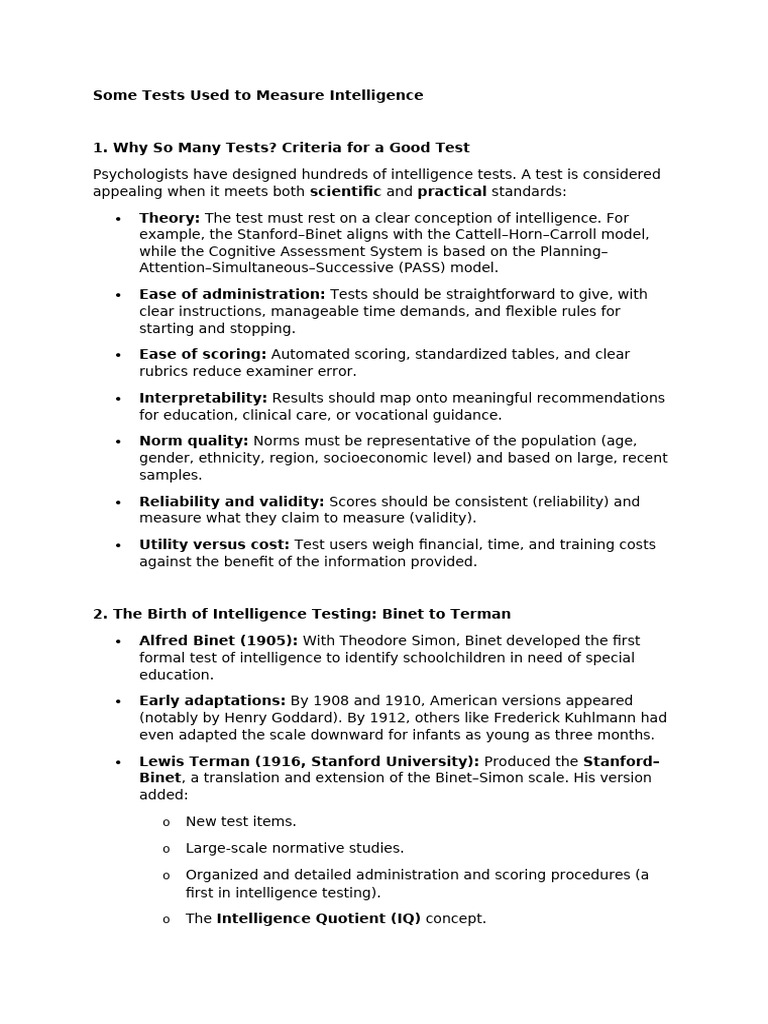 Evolution of Standardized Intelligence Tests | PDF | Intelligence ...