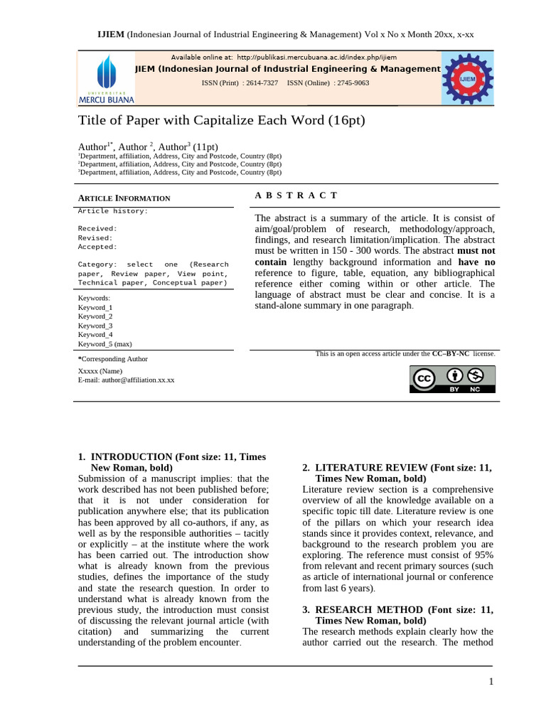 IJIEM Template 2021 Feb | PDF | Abstract (Summary) | Knowledge