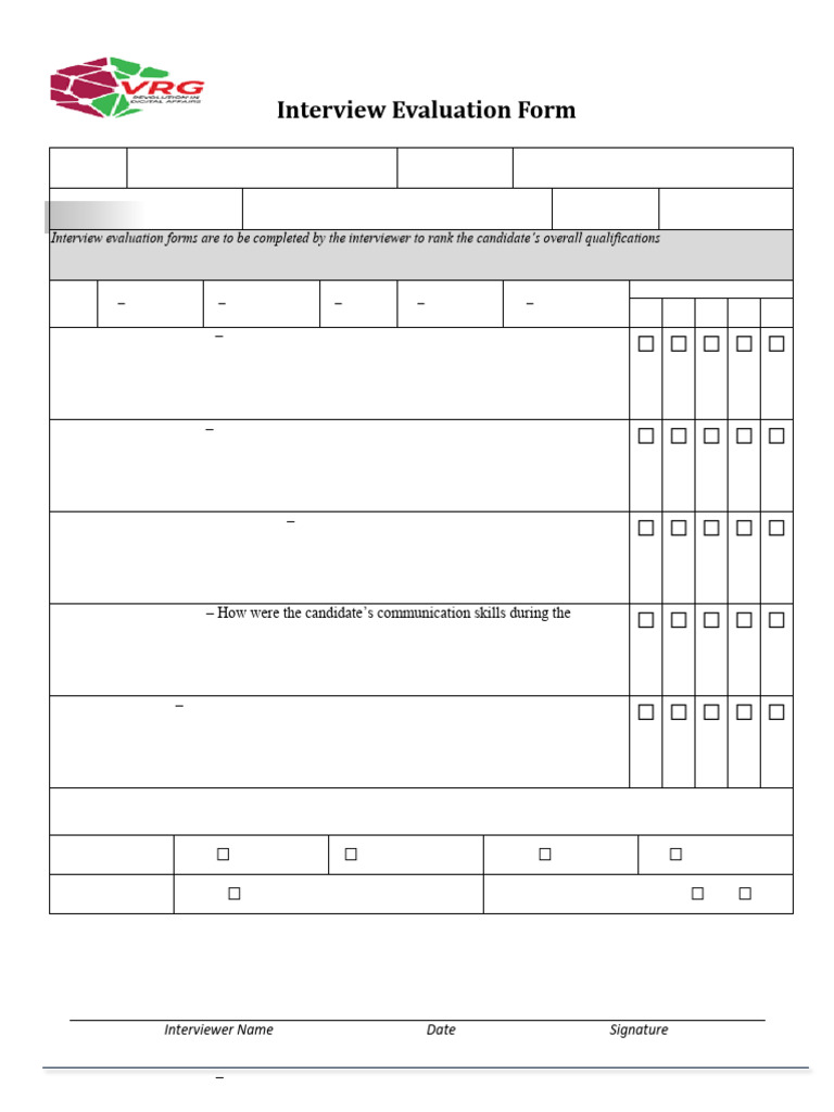 Interview Evaluation Form Template | PDF