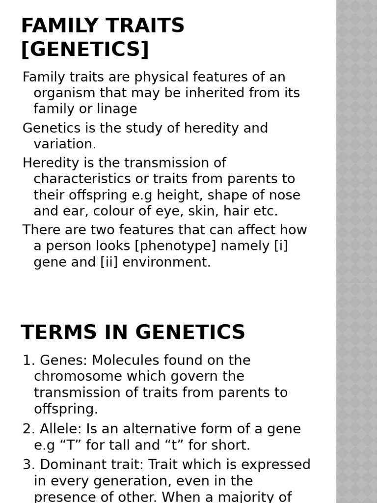 Understanding Family Traits and Genetics | PDF