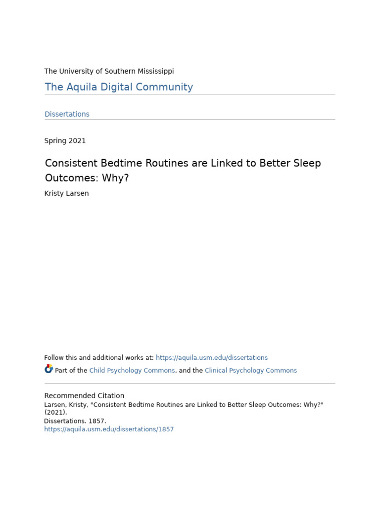 Consistent Bedtime Routines Are Linked to Better Sleep Outcomes | PDF ...