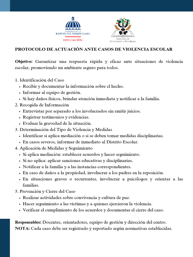 Protocolo de Actuación en Violencia Escolar | PDF | Abuso sexual ...