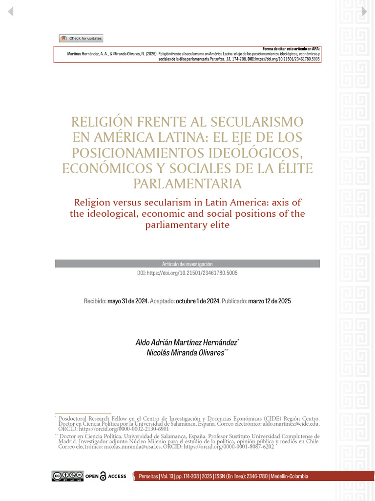 Religión y secularismo en la élite parlamentaria | PDF | America latina ...