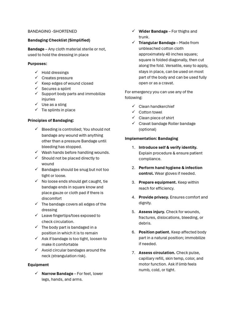 Essential Bandaging and Splinting Guide | PDF | Wound | Arm