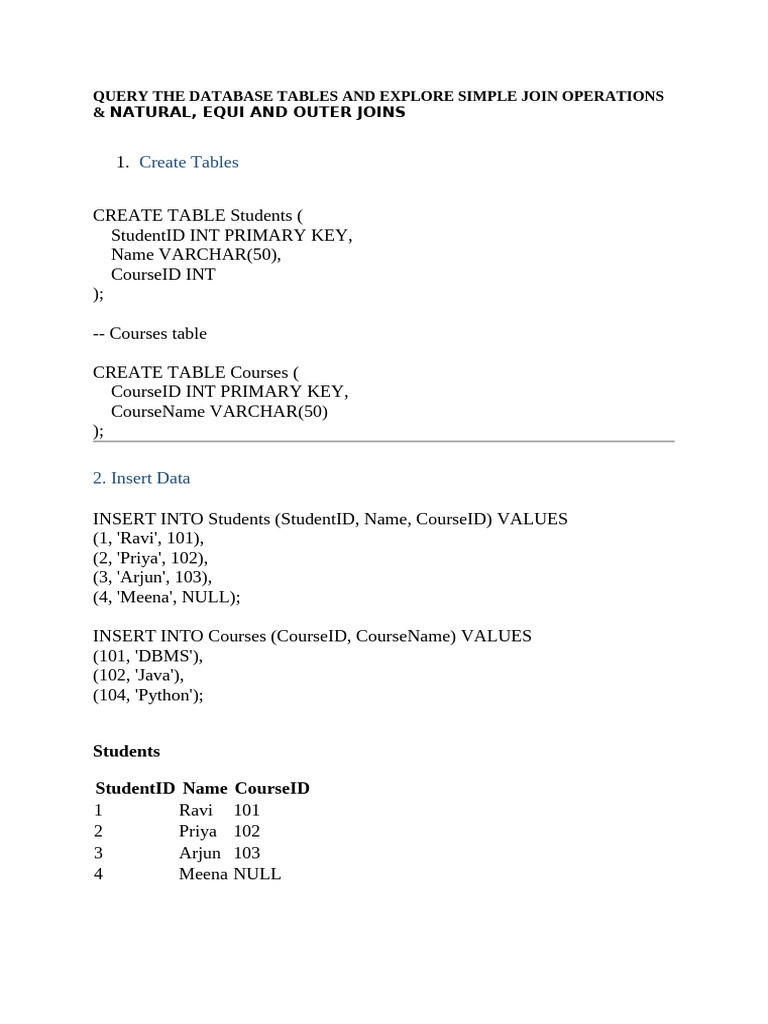 SQL Join Operations Explained | PDF | Table (Database) | Computer Data