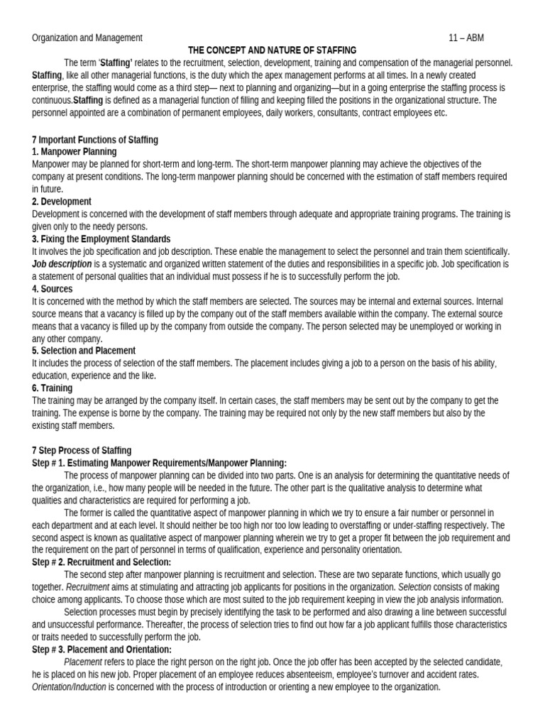 Organization and Management Module Staffing | PDF | Recruitment ...