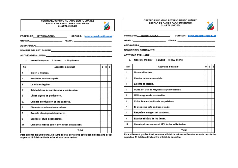 Escala de Rango para Cuaderno 2025 | PDF | Texto | Publicación