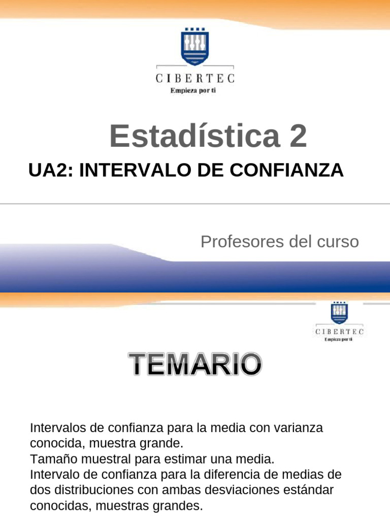 Estadística 2: Ua2: Intervalo de Confianza | PDF | Intervalo de ...