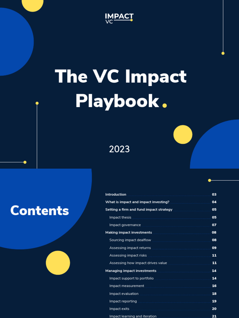 VC Impact Investing Playbook 2023 | PDF | Venture Capital | Corporate ...