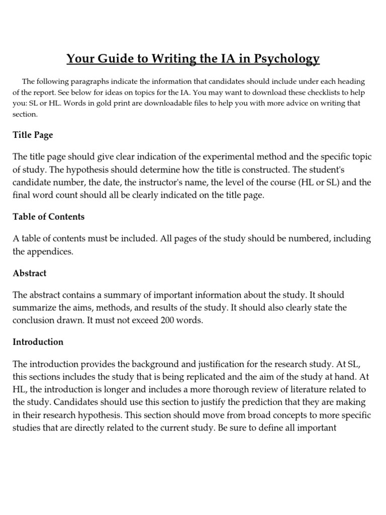 Your Guide to Writing the IA in Psychology Experiment Recall (Memory)
