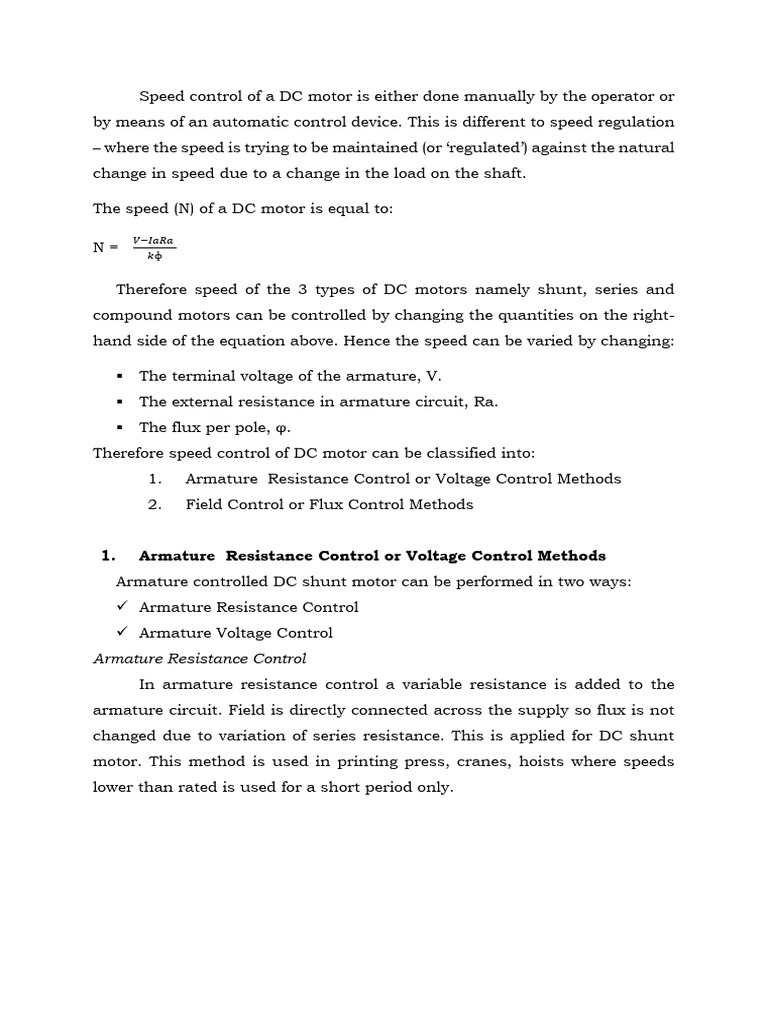 Speed Control Theory | PDF | Electric Motor | Electrical Equipment