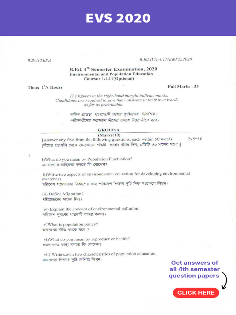 EVS 4th Semester Question Papers Guide | PDF