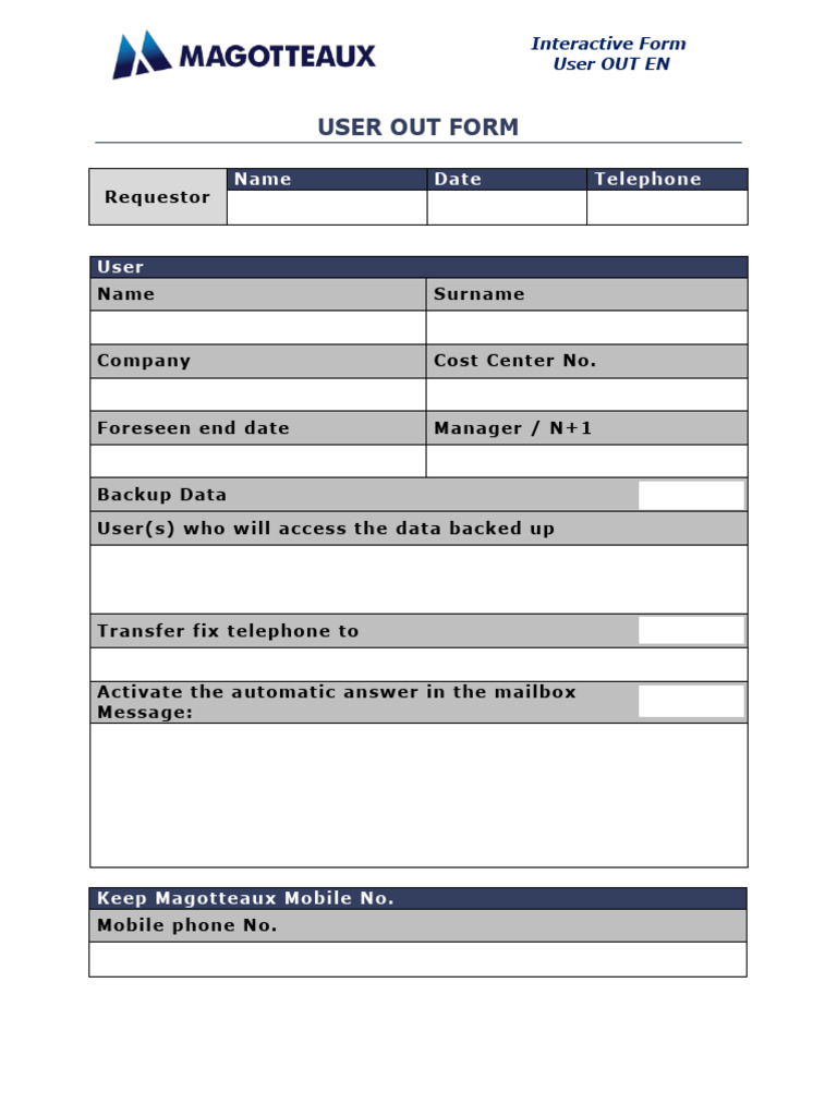 It User Out Form Eng v1.9 Mrojas | PDF