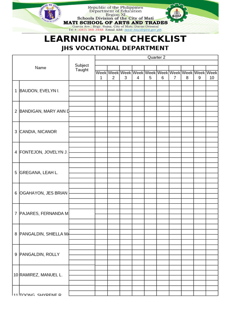 JHS Vocational Learning Plan 2026 | PDF