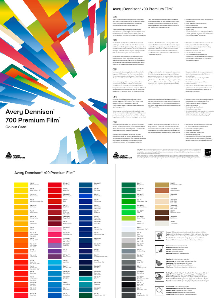 700 PF - Colour Card - LR (AD-Public) | PDF | Rainbow | Color