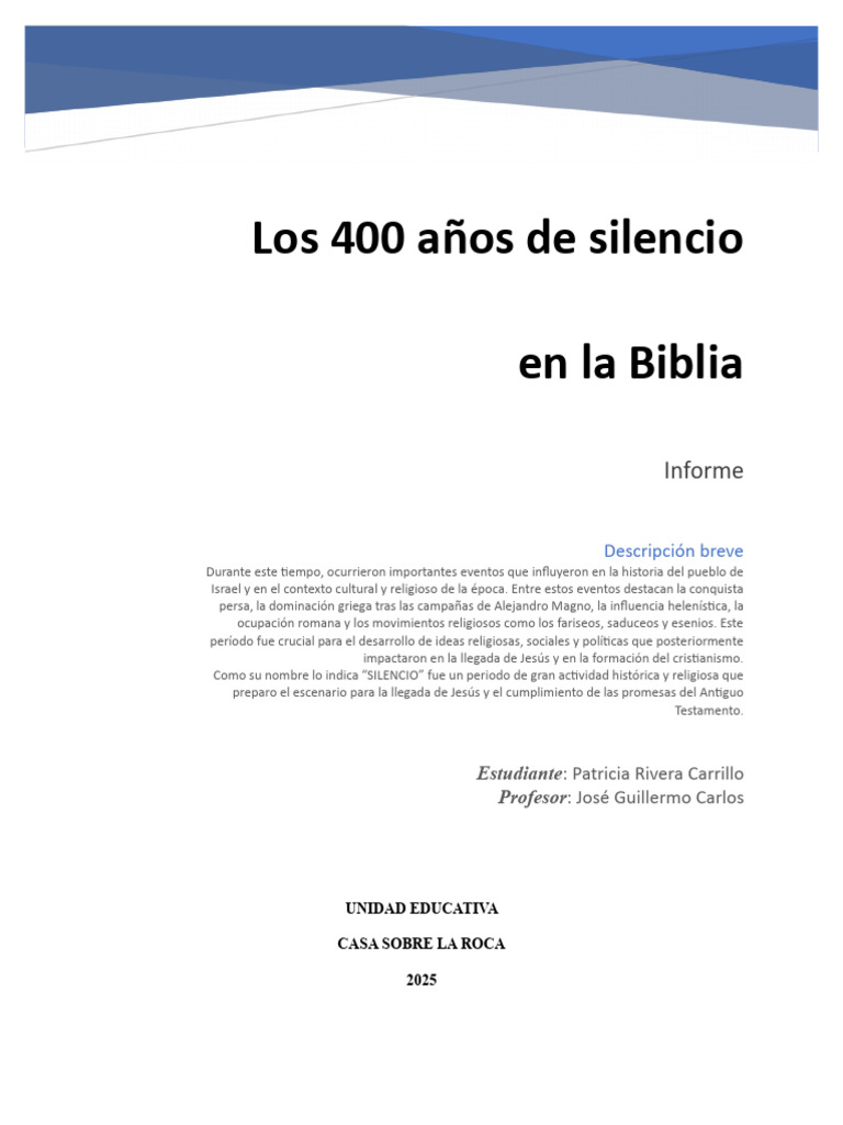Los 400 Años de Silencio en La Biblia | PDF | Mesías | Biblia