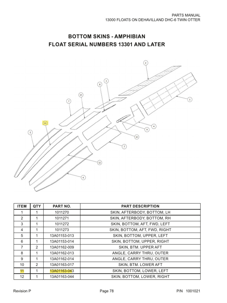 Bottom Skins - Amphibian Float Serial Numbers 13301 and Later | PDF