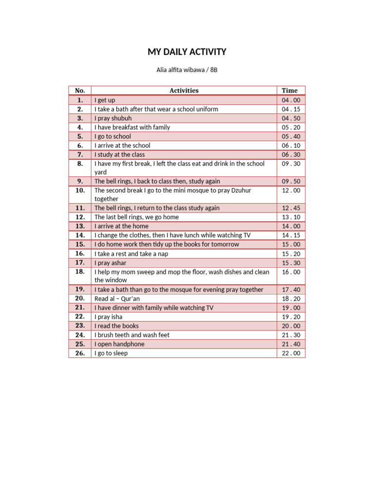 My Daily Routine Overview | PDF
