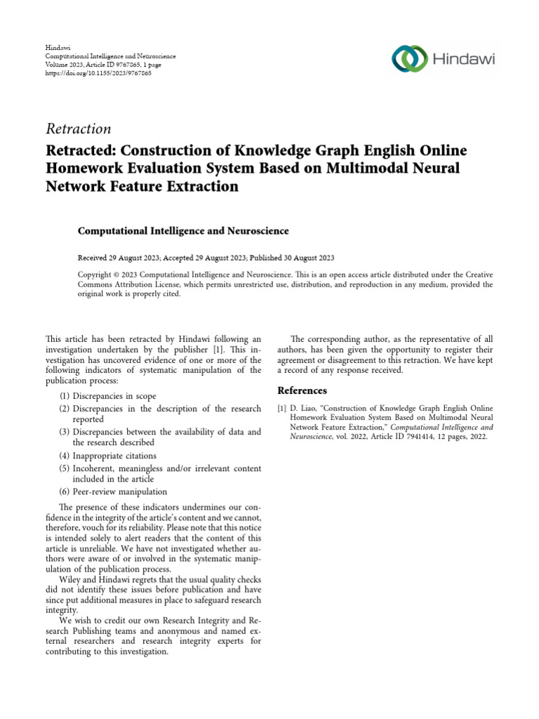 Retraction of Knowledge Graph Study | PDF | Information
