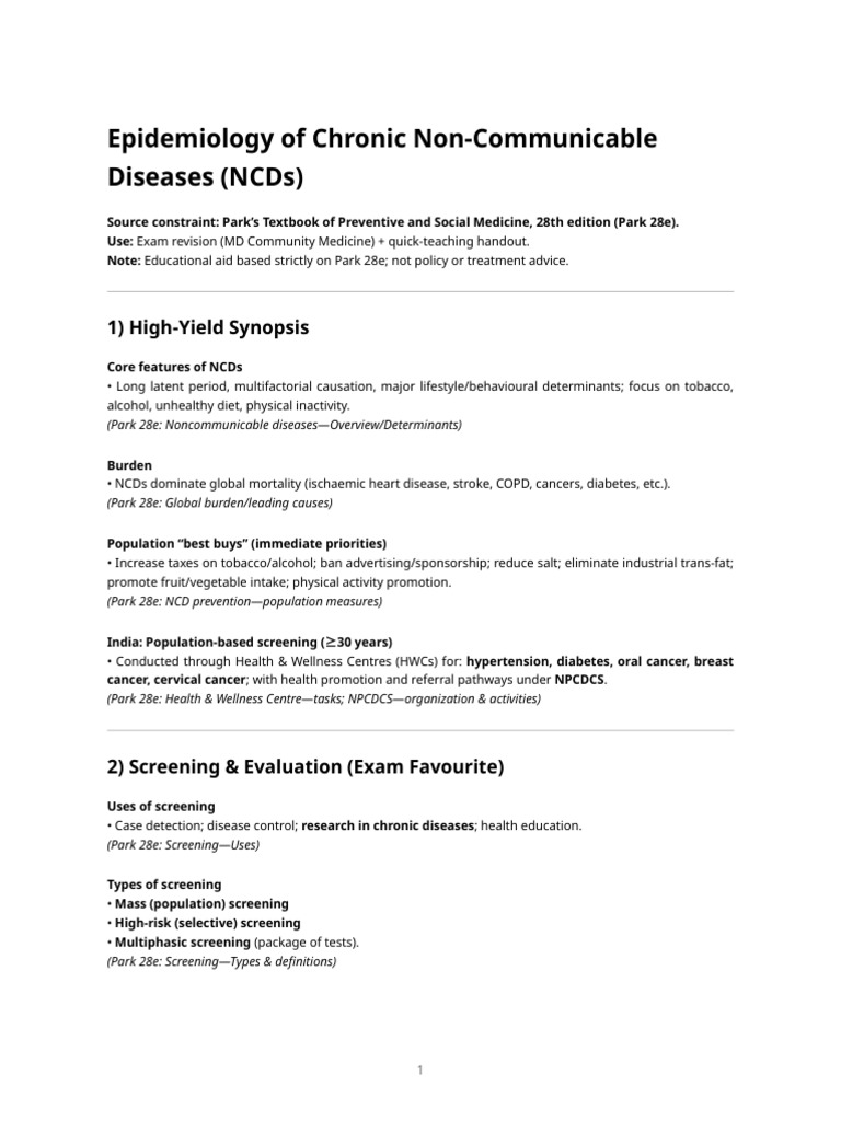 Chronic Non-Communicable Diseases Overview | PDF | Non Communicable ...