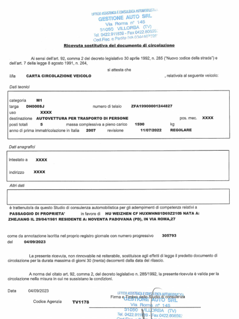 Permesso Circolazione | PDF