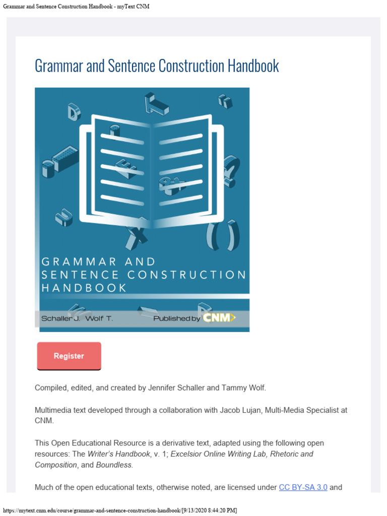 Grammar and Sentence Construction Guide | PDF | Subject (Grammar) | Verb