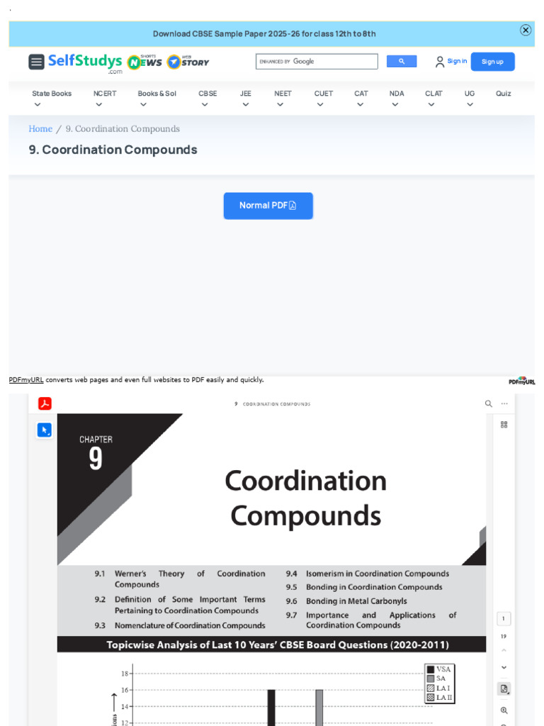 Coordination Compounds Study Guide | PDF | Educational Stages | Higher ...