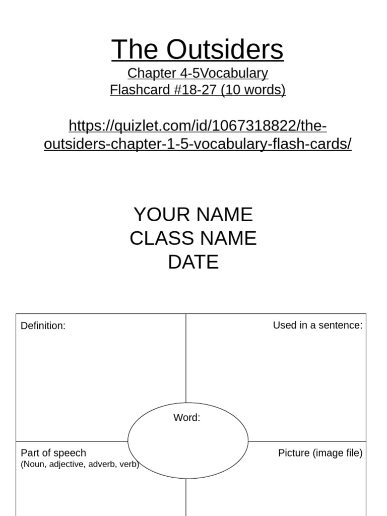 The Outsiders Chapter 4-5 Vocabulary Flashcards | PDF