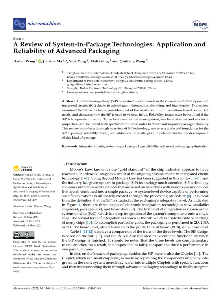A Review of System-In-Package Technologies Applica | PDF | Integrated ...