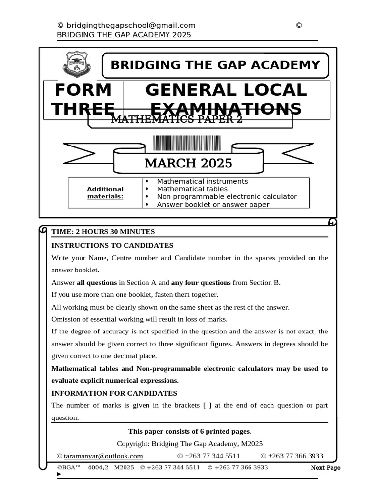 March 2025 Mathematics Exam Paper 2 | PDF | Length | Significant Figures