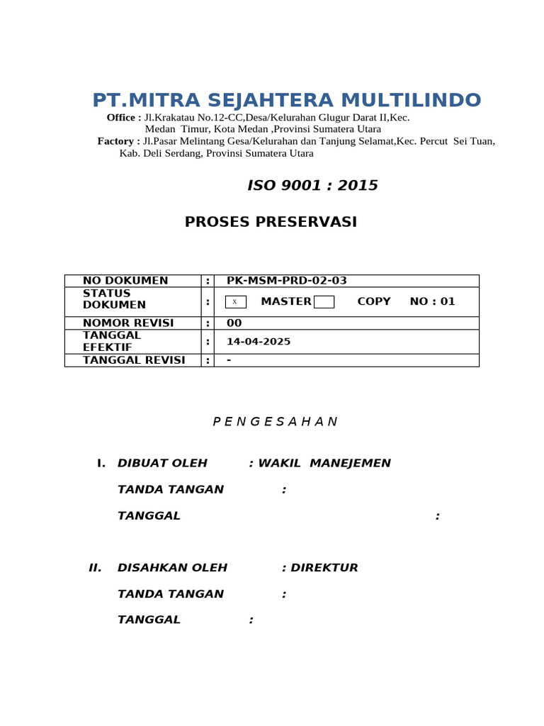 Preservase Produk Pk-pd-03 | PDF