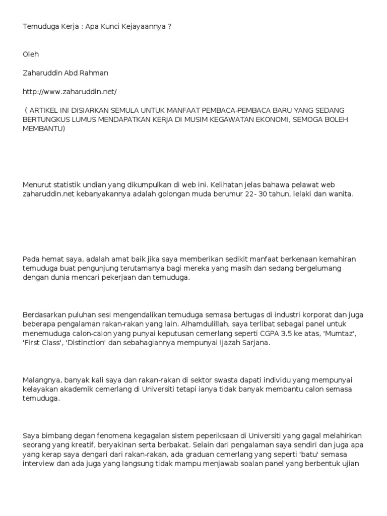 Temuduga Kerja Pdf