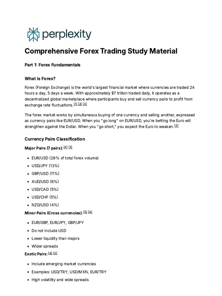 Comprehensive Forex Trading Study Material | PDF | Foreign Exchange Market  | International Trade