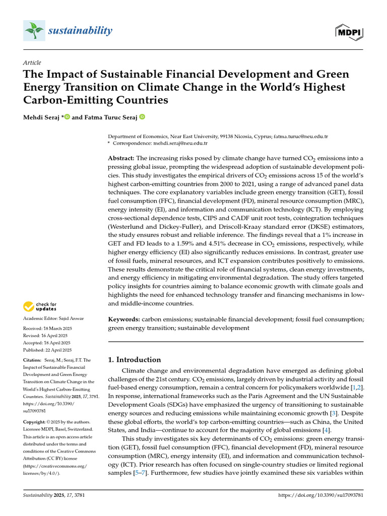 Impact of Finance & Green Energy on CO2 | PDF | Renewable Energy ...