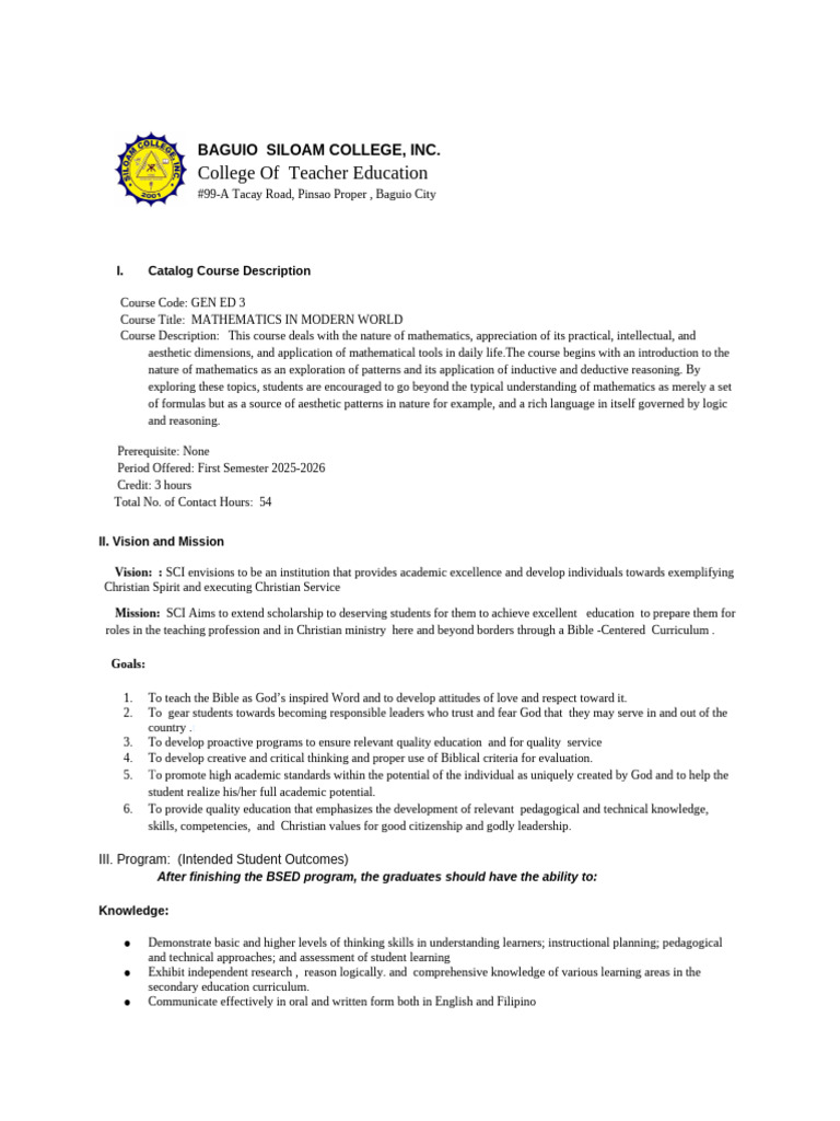 SCI-Math in Modern World | PDF | Curriculum | Mathematics