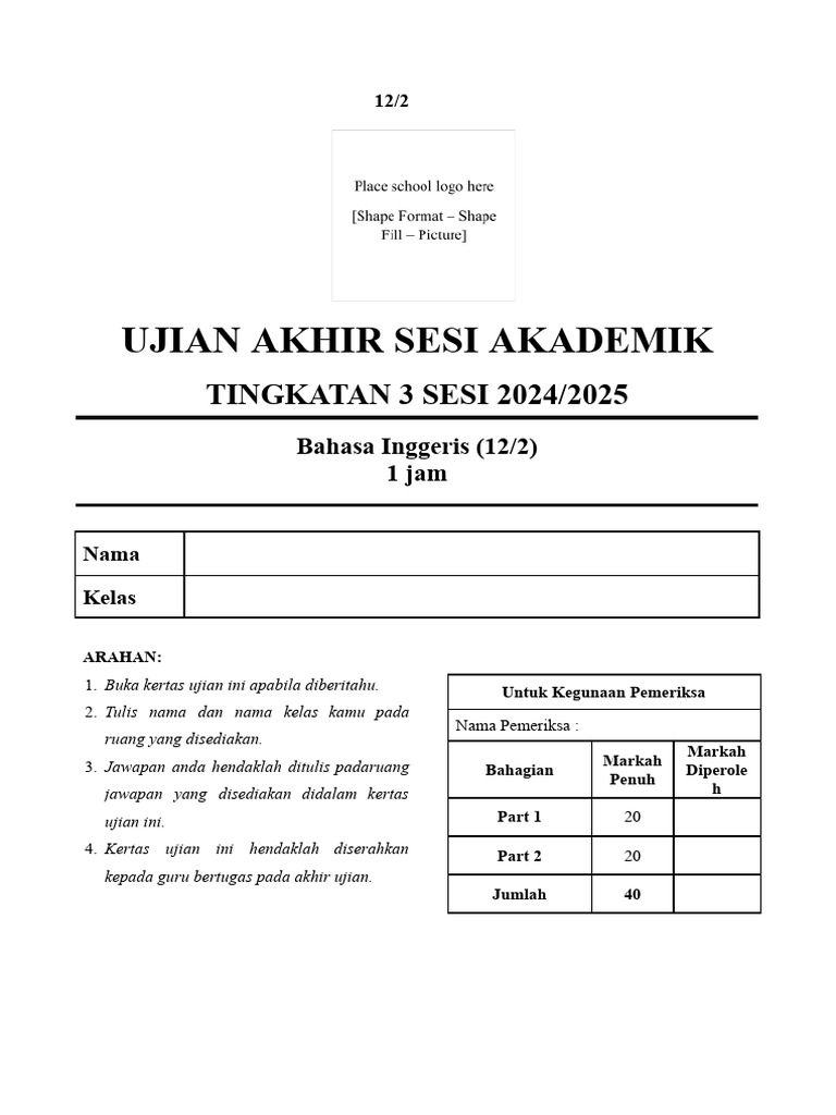 UASA Template MR Form 3 2024 - Writing (QP) | PDF