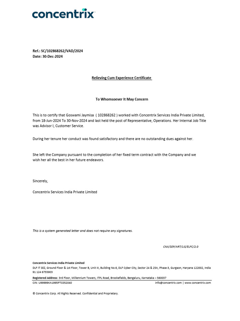Ref.: SC/102868262/VAD/2024 Date: 30-Dec-2024: This Is A System ...