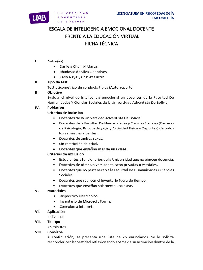 Escala de Inteligencia Emocional Docente | PDF | Inteligencia | Las ...