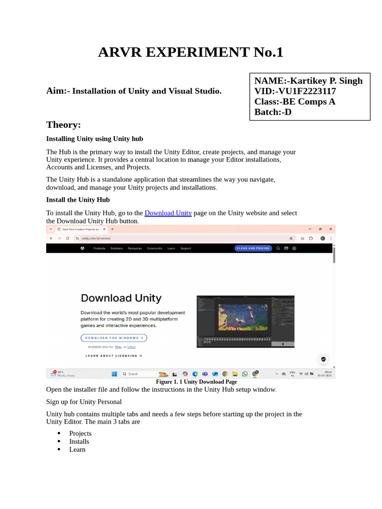 Installing Unity Hub and Visual Studio | PDF | Unity (Game Engine ...