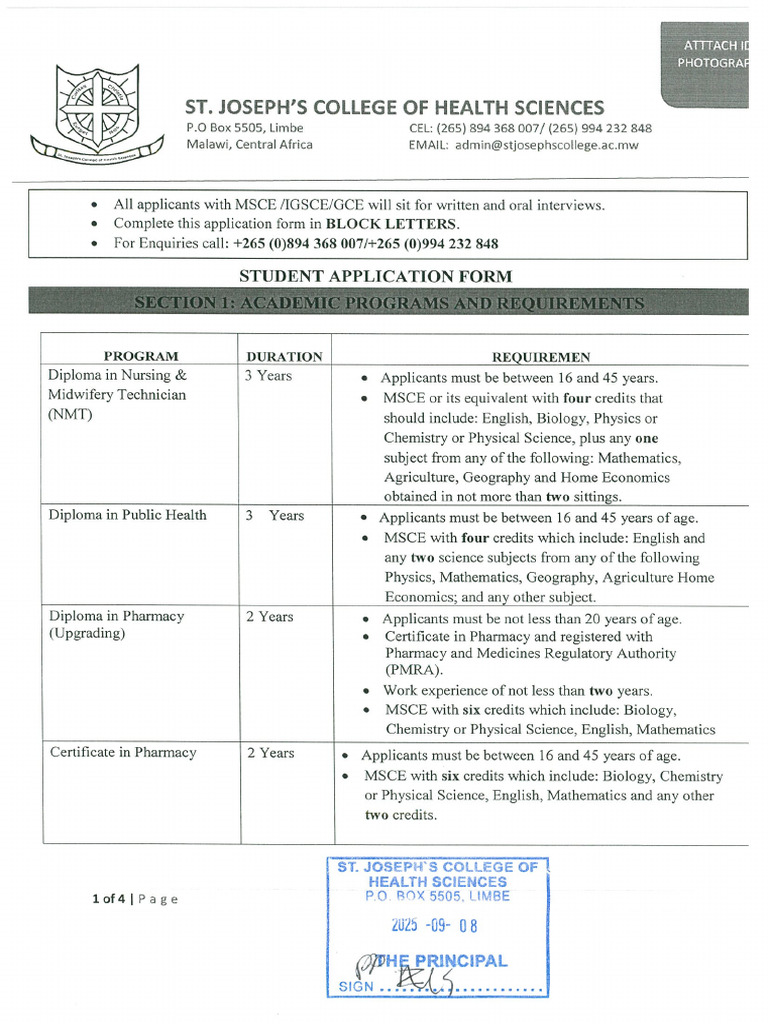 Application Form September 2025 | PDF