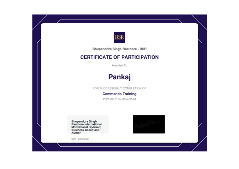 Certificate of Completion For Commando Training Certificate | PDF