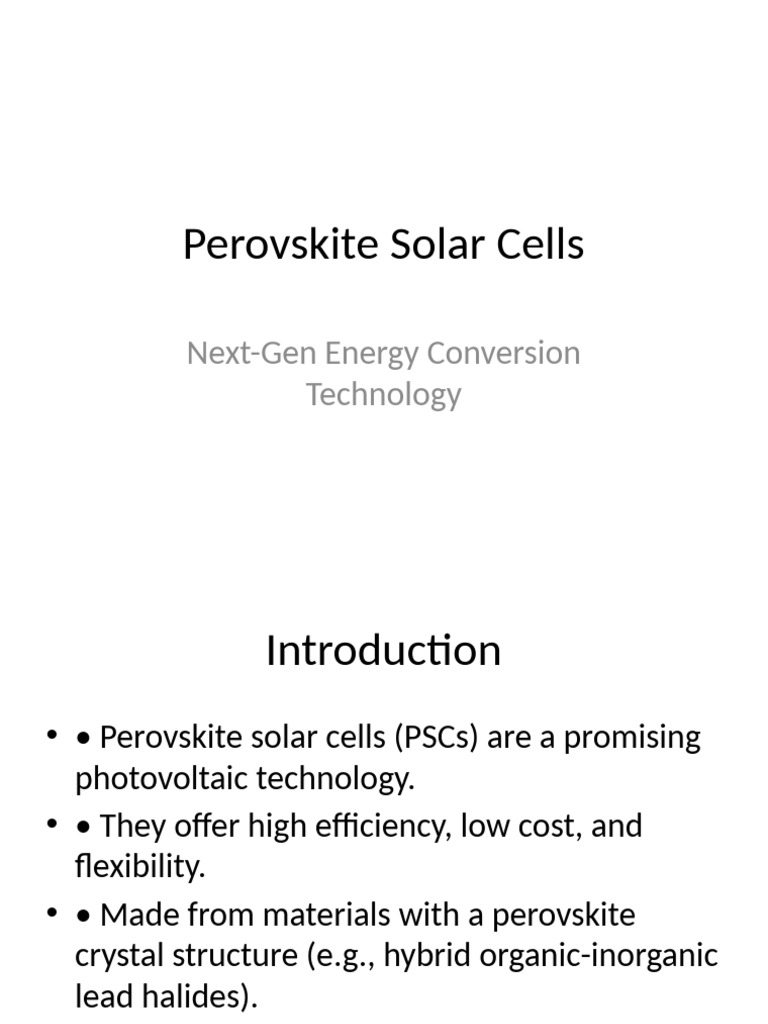 Perovskite Solar Cells Presentation | PDF