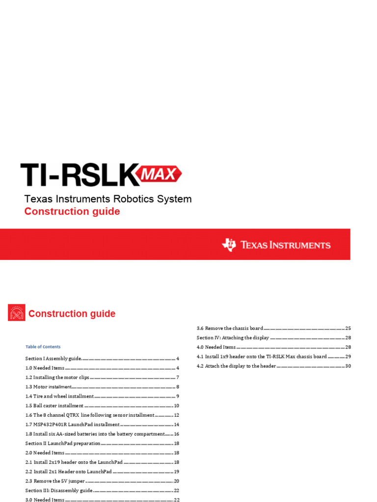 Texas Instruments Robotics System Guide | PDF | Soldering | Wheel