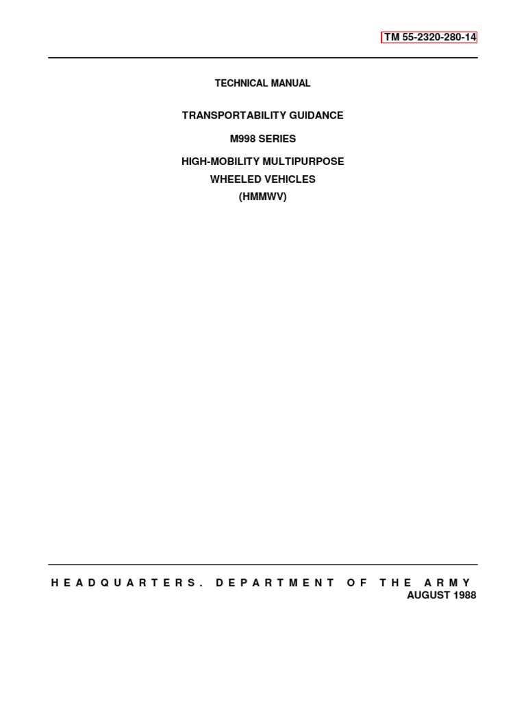 HMMWV Transportability Guidance TM | PDF | Humvee | Transport