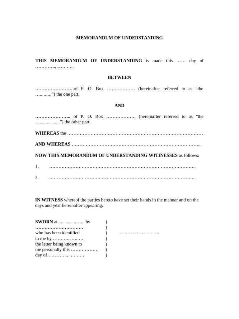Memorandum of Understanding Template | PDF